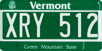 VT license plate XRY512