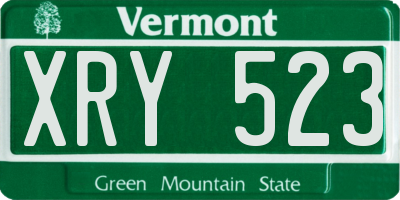 VT license plate XRY523