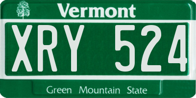 VT license plate XRY524