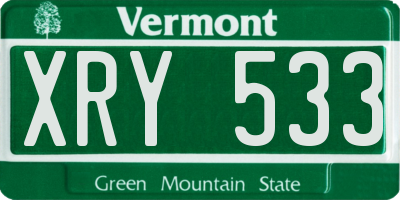 VT license plate XRY533