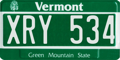 VT license plate XRY534