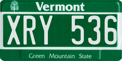 VT license plate XRY536