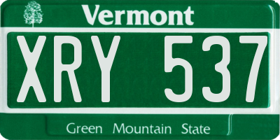 VT license plate XRY537