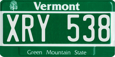 VT license plate XRY538