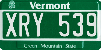 VT license plate XRY539