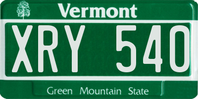 VT license plate XRY540