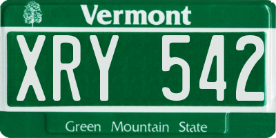 VT license plate XRY542