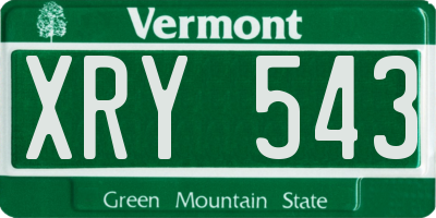 VT license plate XRY543