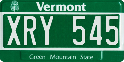 VT license plate XRY545