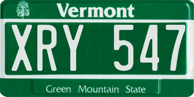 VT license plate XRY547