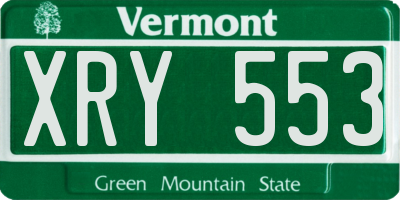 VT license plate XRY553