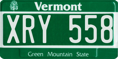 VT license plate XRY558
