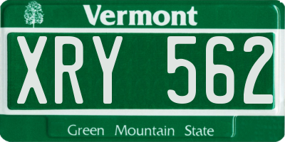 VT license plate XRY562