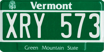 VT license plate XRY573