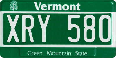 VT license plate XRY580