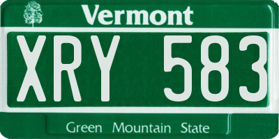 VT license plate XRY583