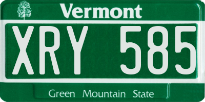 VT license plate XRY585
