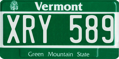 VT license plate XRY589
