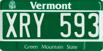 VT license plate XRY593