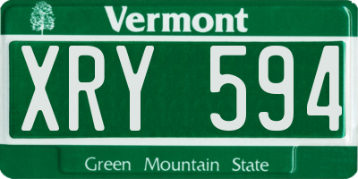 VT license plate XRY594
