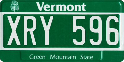 VT license plate XRY596