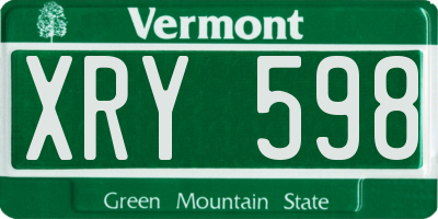 VT license plate XRY598
