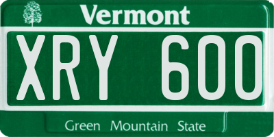 VT license plate XRY600