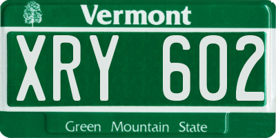 VT license plate XRY602