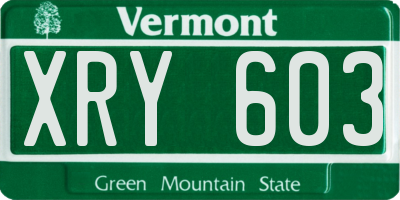 VT license plate XRY603