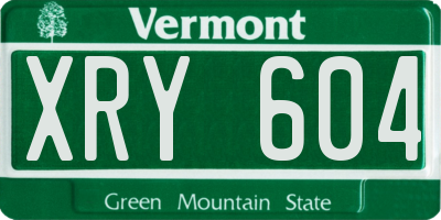 VT license plate XRY604