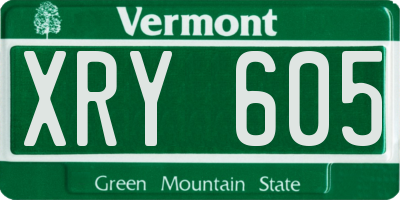 VT license plate XRY605