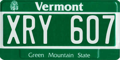 VT license plate XRY607