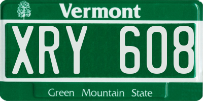 VT license plate XRY608