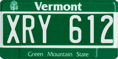 VT license plate XRY612