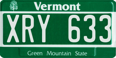 VT license plate XRY633