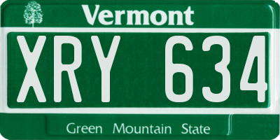 VT license plate XRY634