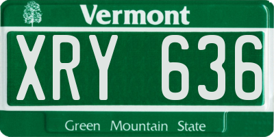 VT license plate XRY636
