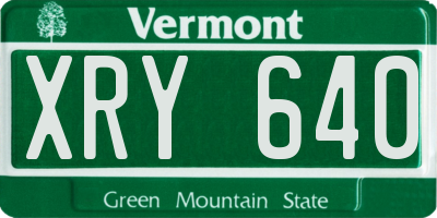 VT license plate XRY640