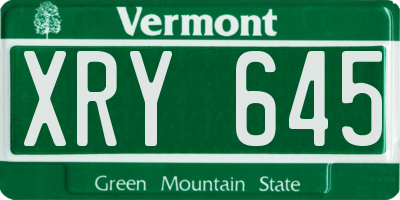 VT license plate XRY645