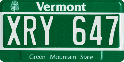 VT license plate XRY647