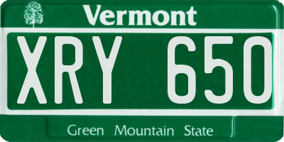 VT license plate XRY650