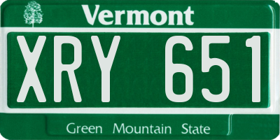 VT license plate XRY651