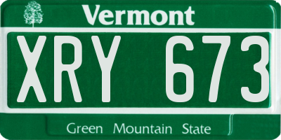 VT license plate XRY673