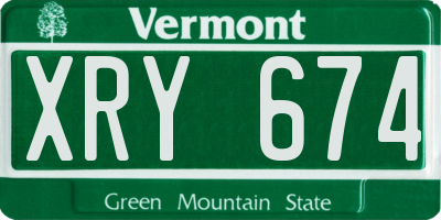 VT license plate XRY674