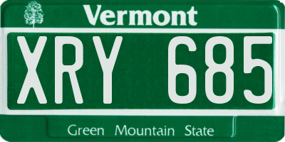VT license plate XRY685