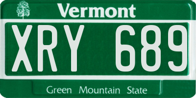 VT license plate XRY689