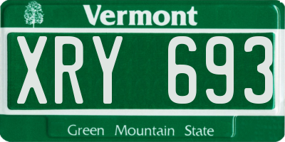 VT license plate XRY693
