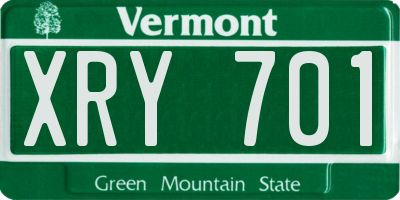 VT license plate XRY701