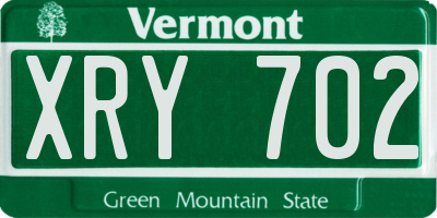 VT license plate XRY702
