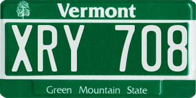 VT license plate XRY708